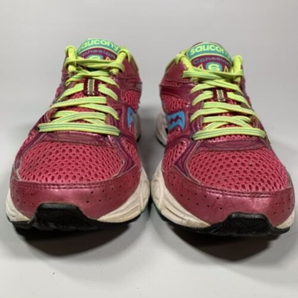 Saucony Cohesion 6 Womens Size 7 Shoes GRID 15156-18 Pink Yellow Blue - Picture 4 of 11